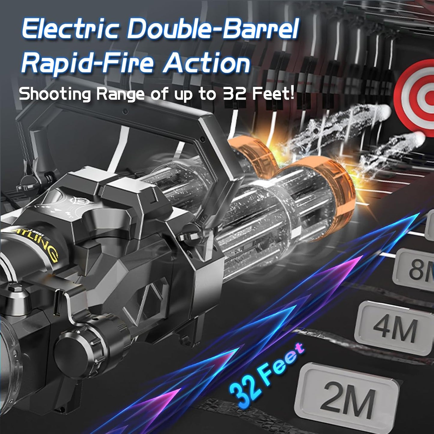 Double Barrel Gatling Electric Water Gun