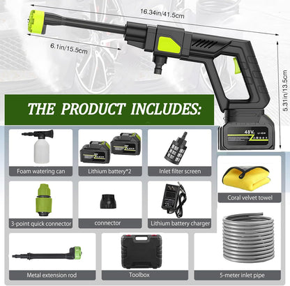 Cordless Pressure Washer with 2 Batteries & 6-in-1 Nozzle