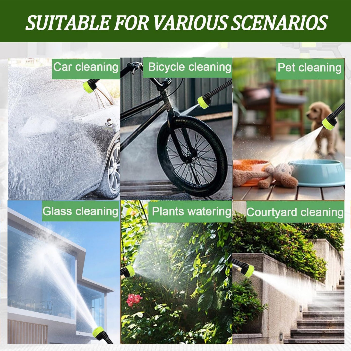 Cordless Pressure Washer with 2 Batteries & 6-in-1 Nozzle