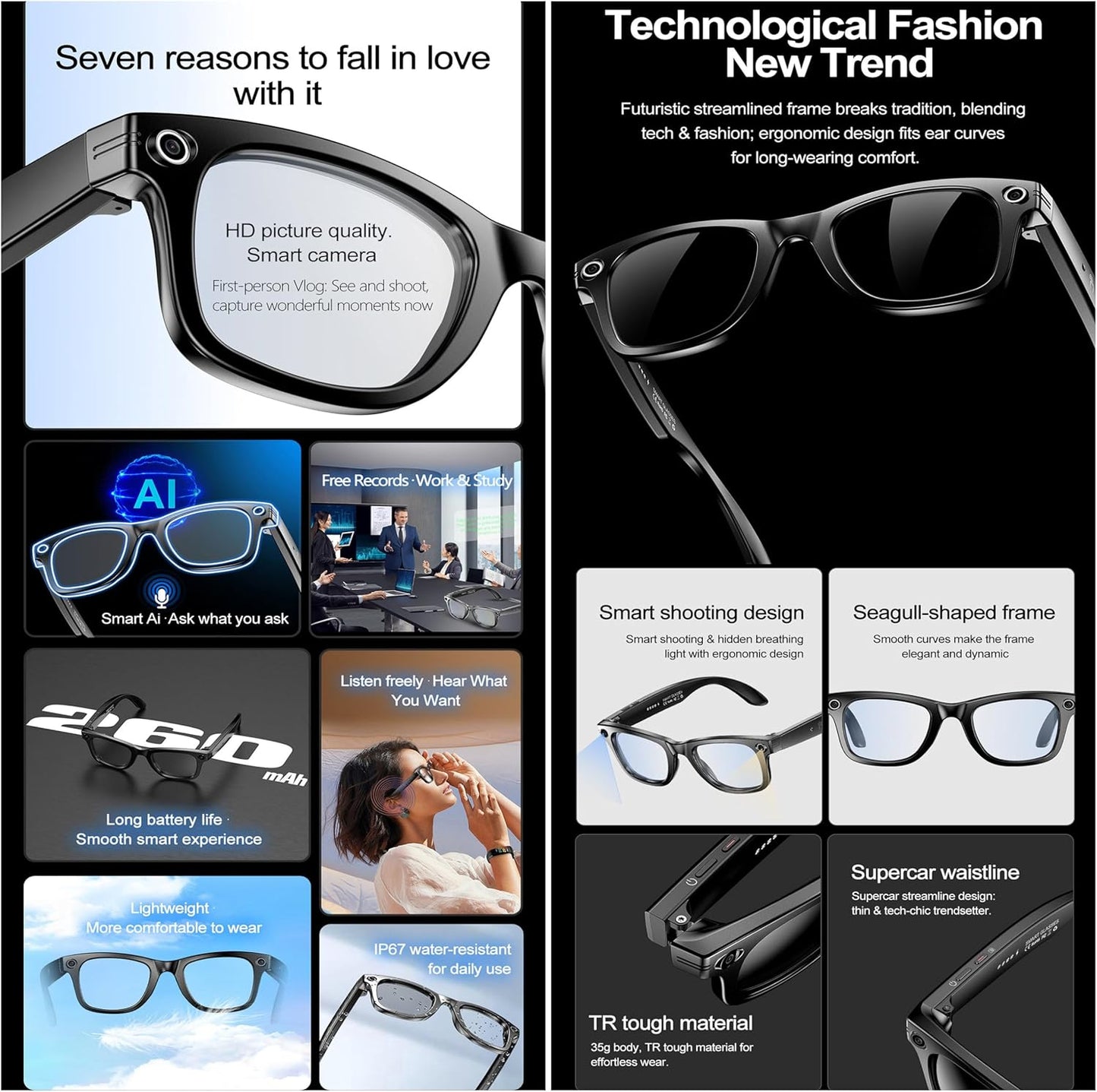 Smart glasses with 4K Camera Editor